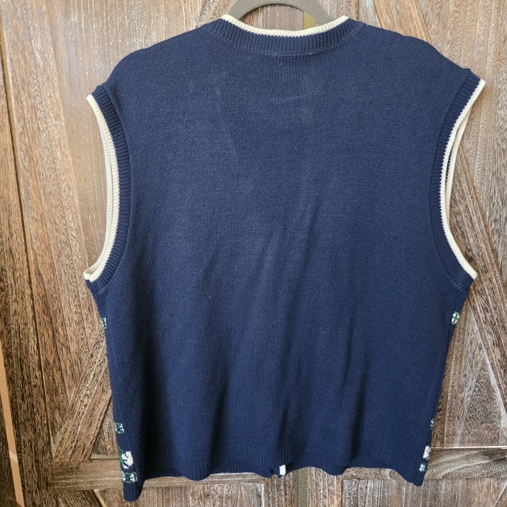 Southern Lady Sweater Women's Navy Blue Holiday Print Polar Bears Christmas Vest - Picture 5 of 6
